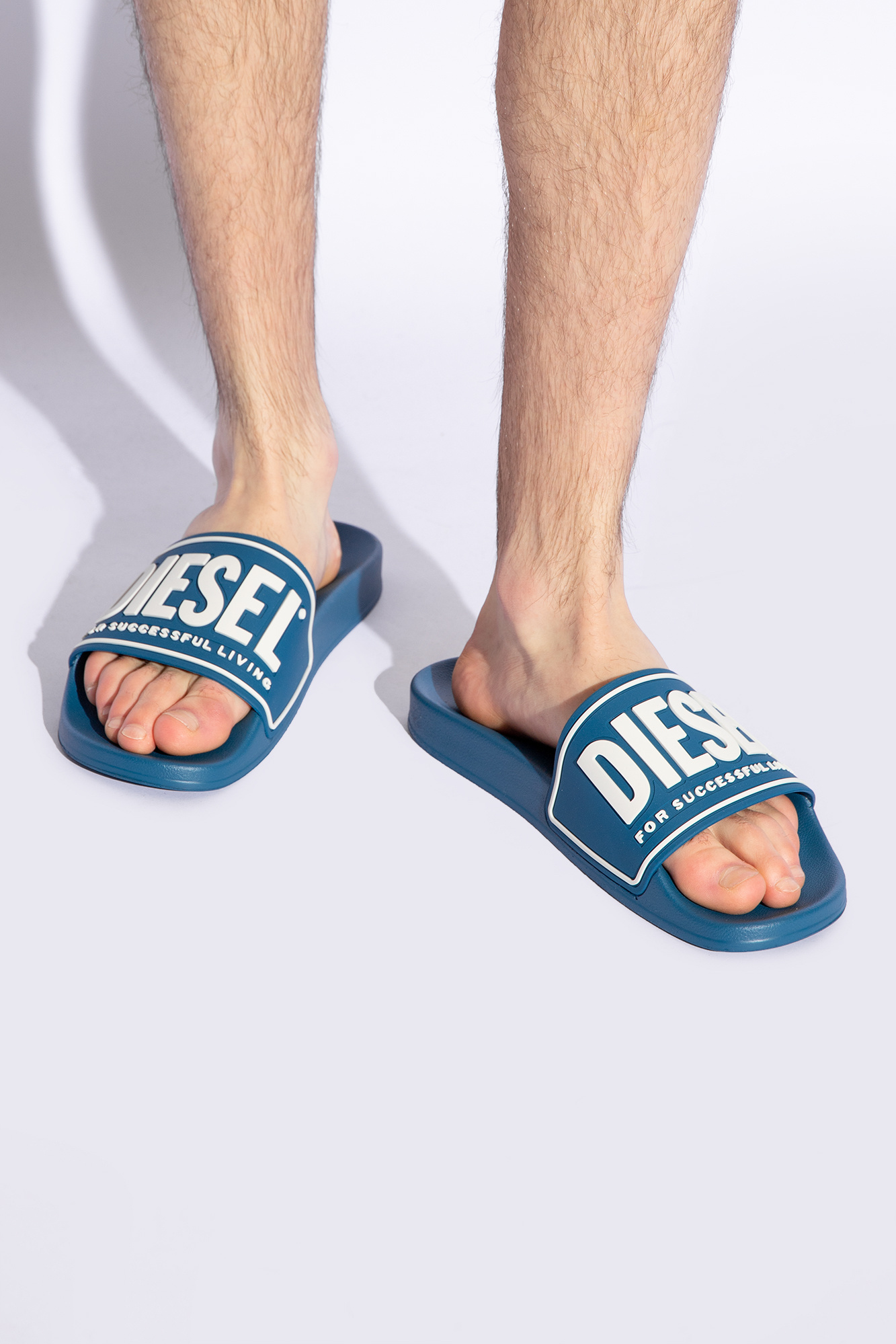 ★DIESEL★ SA Mayemi Slide Blue Y02801P4441H5215 Diesel Jeans SA-MAYEMI P Pool slides with double logo Blue